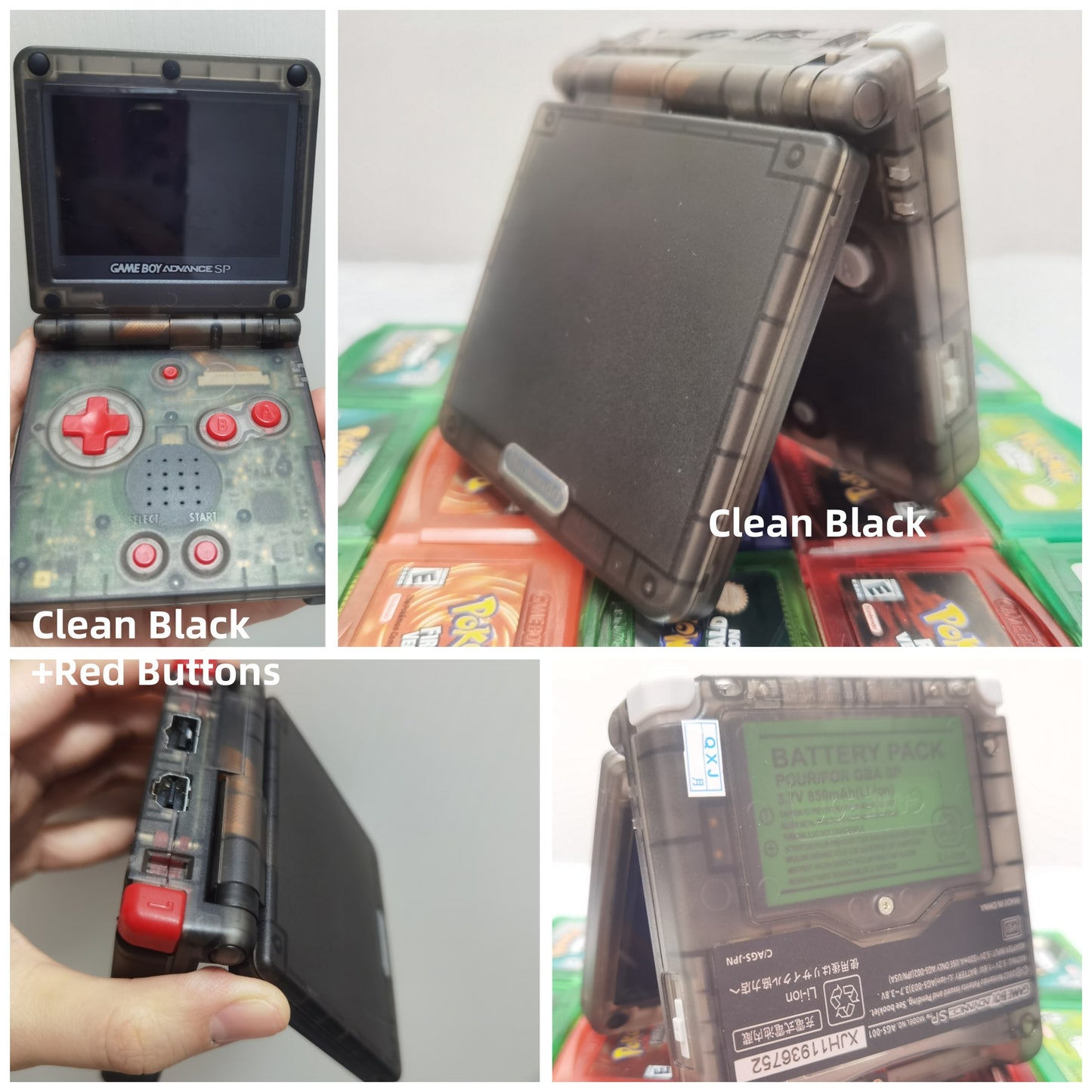 Custom Modded Nintendo GameBoy Advance SP AGS 001 / IPS Handheld Consoles +Charger Switch Renewed GBASP with new 3rd party Case