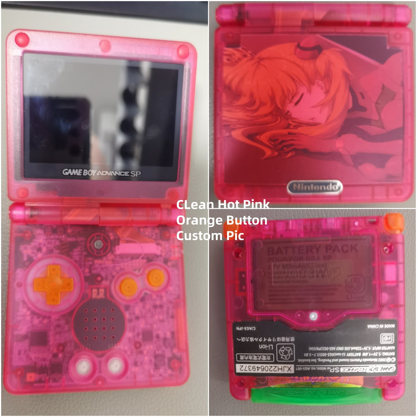 Custom Modded Nintendo GameBoy Advance SP AGS 001 / IPS Handheld Consoles +Charger Switch Renewed GBASP with new 3rd party Case