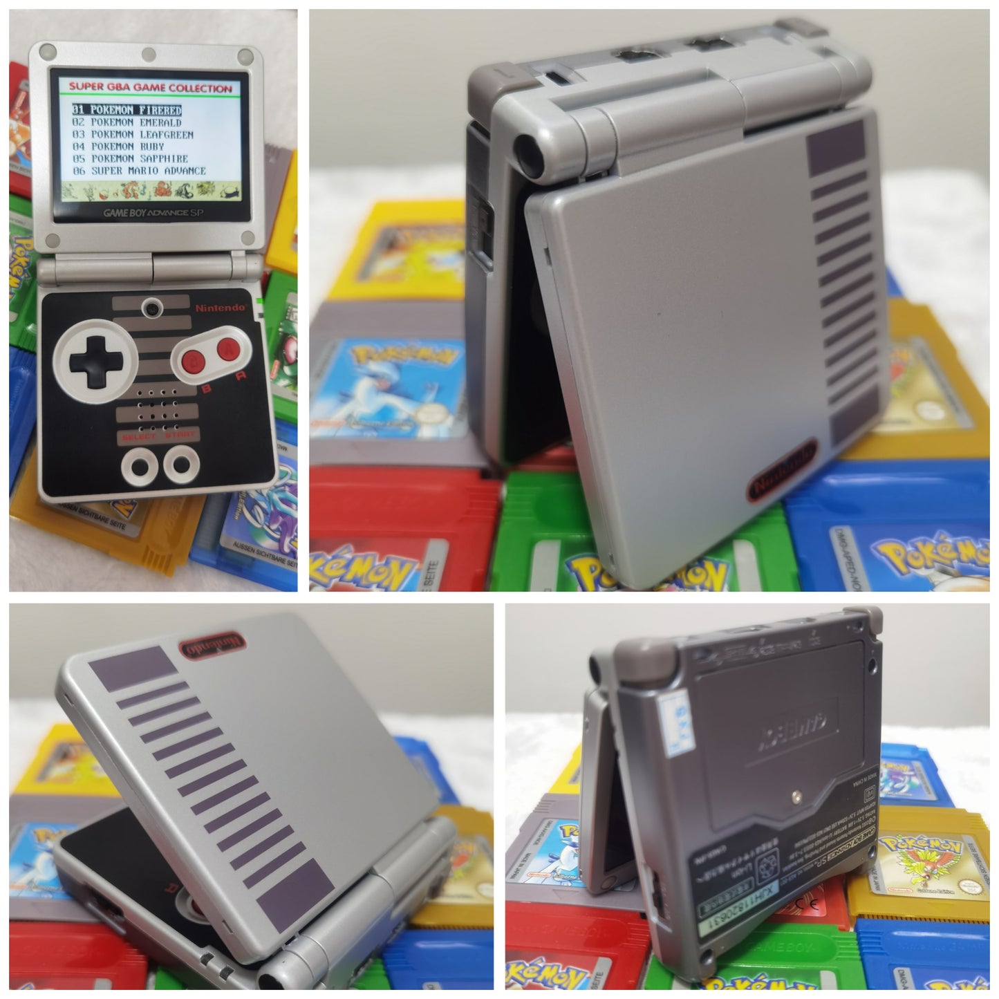 Custom Modded Nintendo GameBoy Advance SP AGS 001 / IPS Handheld Consoles +Charger Switch Renewed GBASP with new 3rd party Case